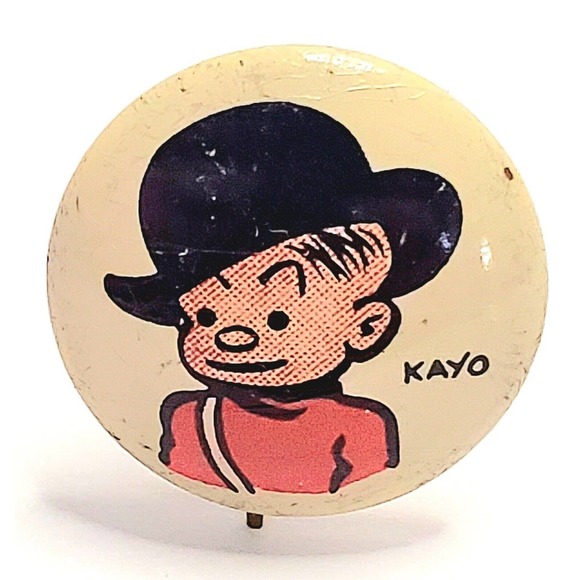 Vintage 1945 Kellogg's Cereal PEP Kayo Comic Strip Pinback Button Premium - Picture 1 of 4